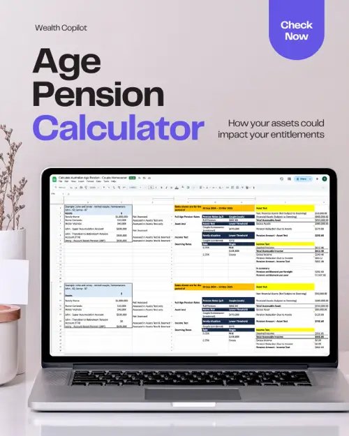 Mockup of the Age Pension Calculator for Couples spreadsheet